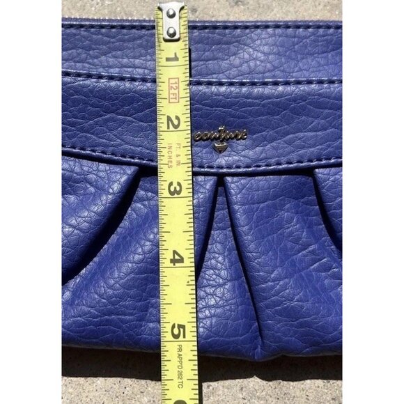 Juicy Couture Blue Faux Leather Pouch Wristlet Wallet Clutch Purse Black Lining - Picture 4 of 16